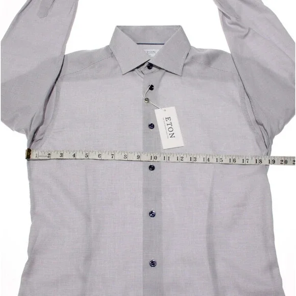 Eton NWT Dress Shirt Size 38 15 Slim Fit in Blue / White 100% Cotton